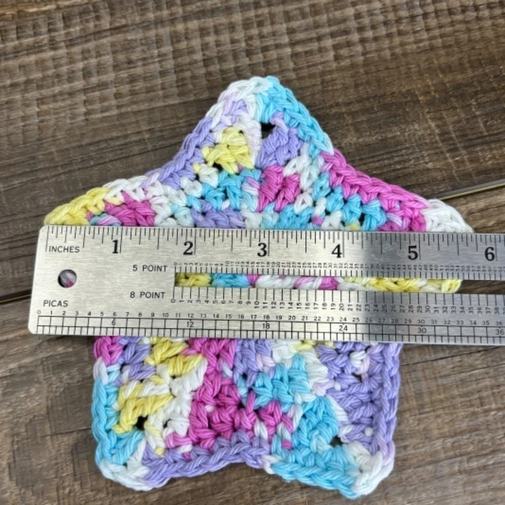 Pastel Star Cup Mug‎ Coasters Set of 4 Handcrafted Crochet by Seller Cotton